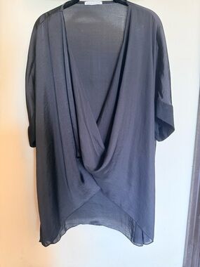 Robin Piccone Black Draped Open-Back Tunic Top